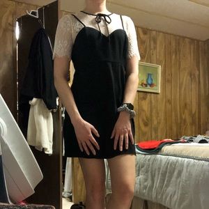 Black and white lace dress